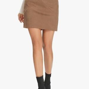 Tan Brown NWOT Suede Mini Skirt A-Line High Waist Casual Party Cute Trendy Small